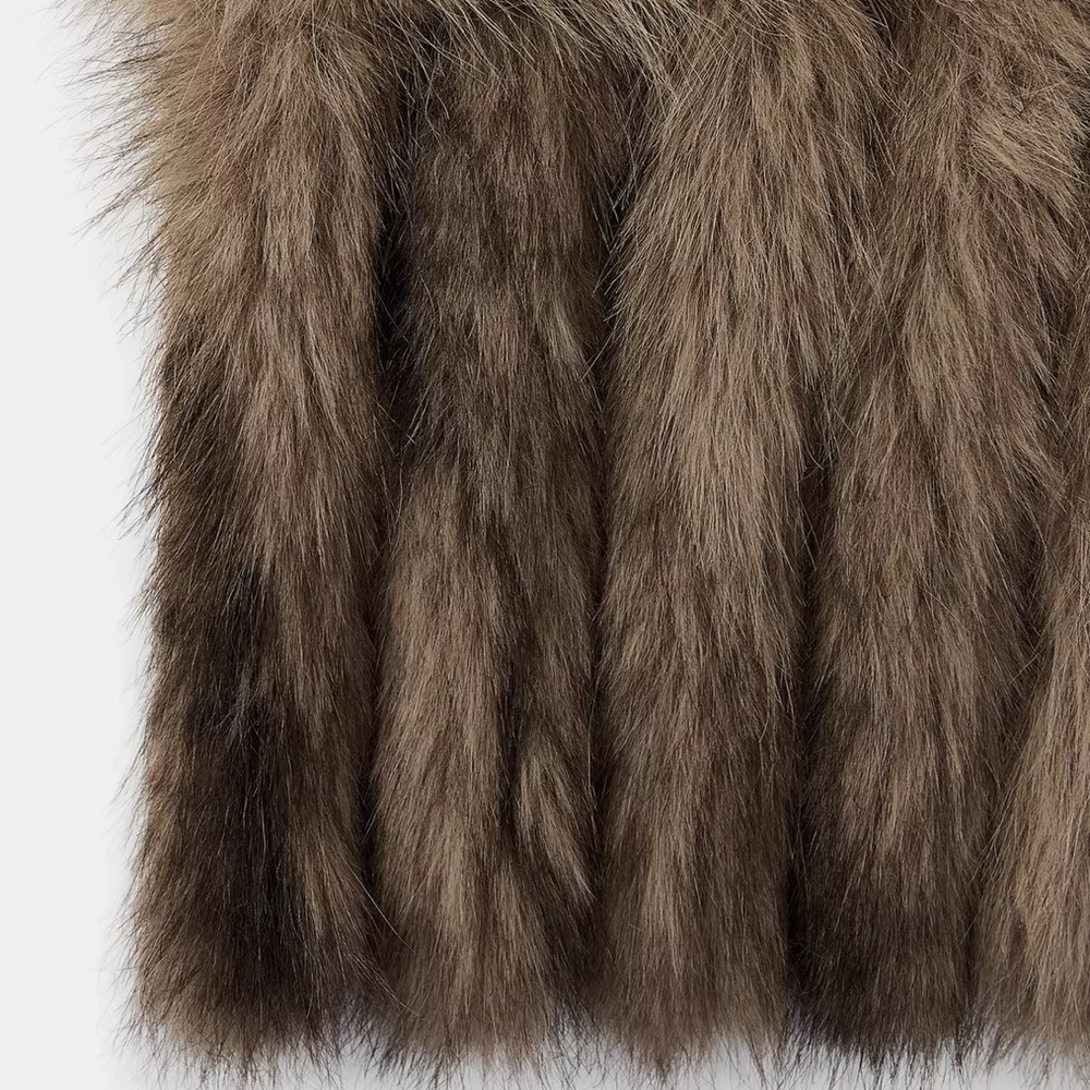 ZARA PLAIN FAUX FUR FRINGED SCARF - Picture 6 of 6